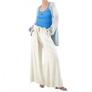 NEW ME369 women's ariel wide leg pants in white - natural